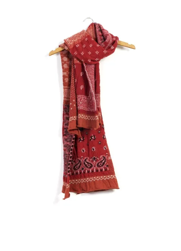 Happy Bandana Patchwork | Compressed Wool Scarf | Red sold by Hansen Garments