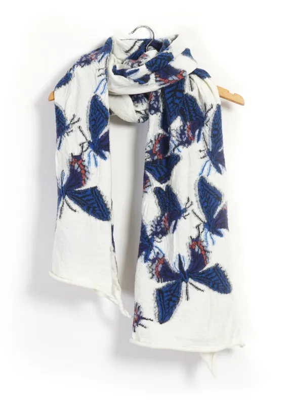 BUTTERFLY | Compressed Wool Scarf | White sold by Hansen Garments