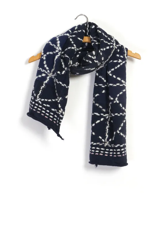 SASHIKO | Compressed Wool Scarf | Navy sold by Hansen Garments