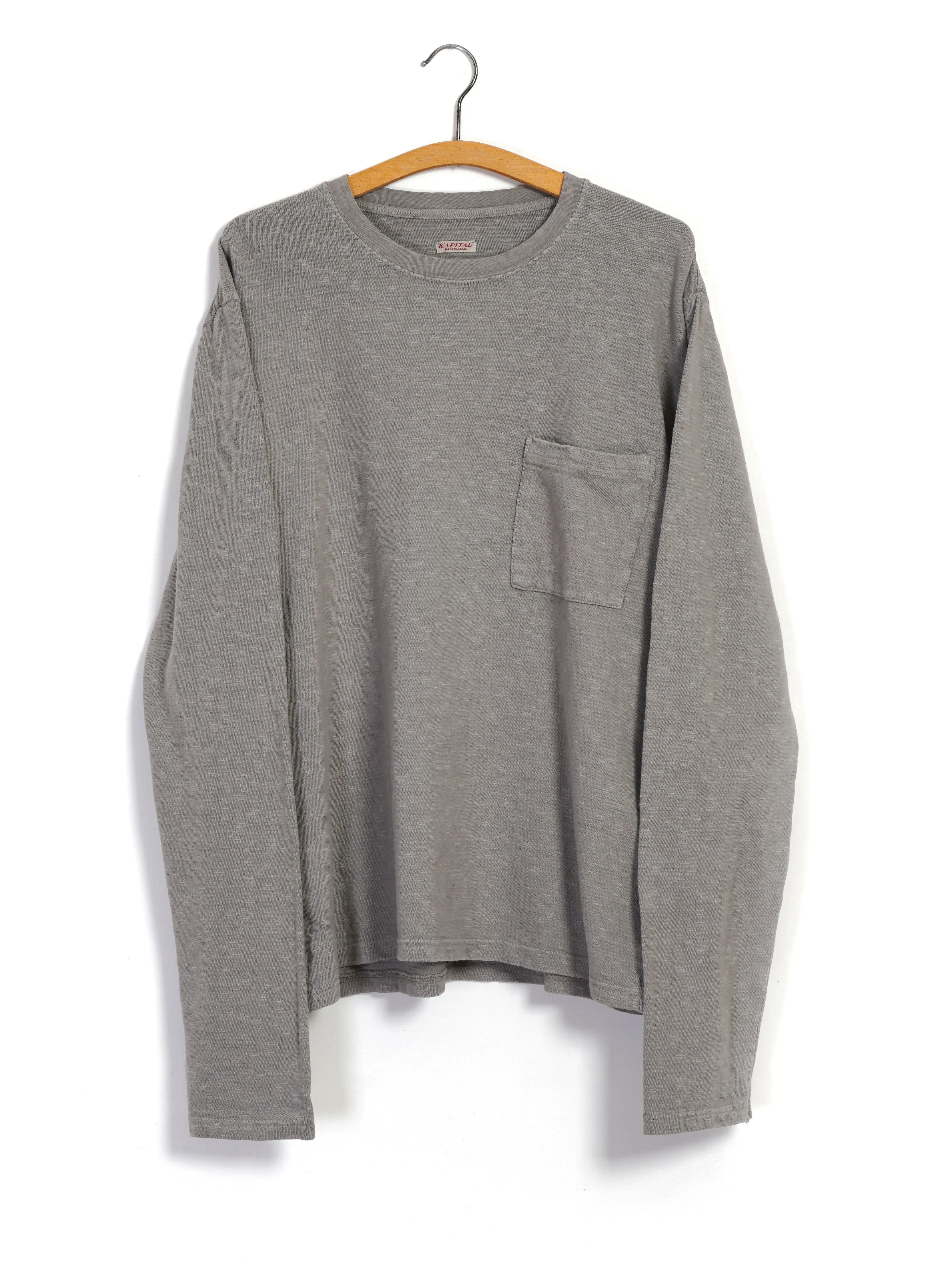 AMUSE | Long Sleeve Pocket T | Ice Grey sold by Hansen Garments