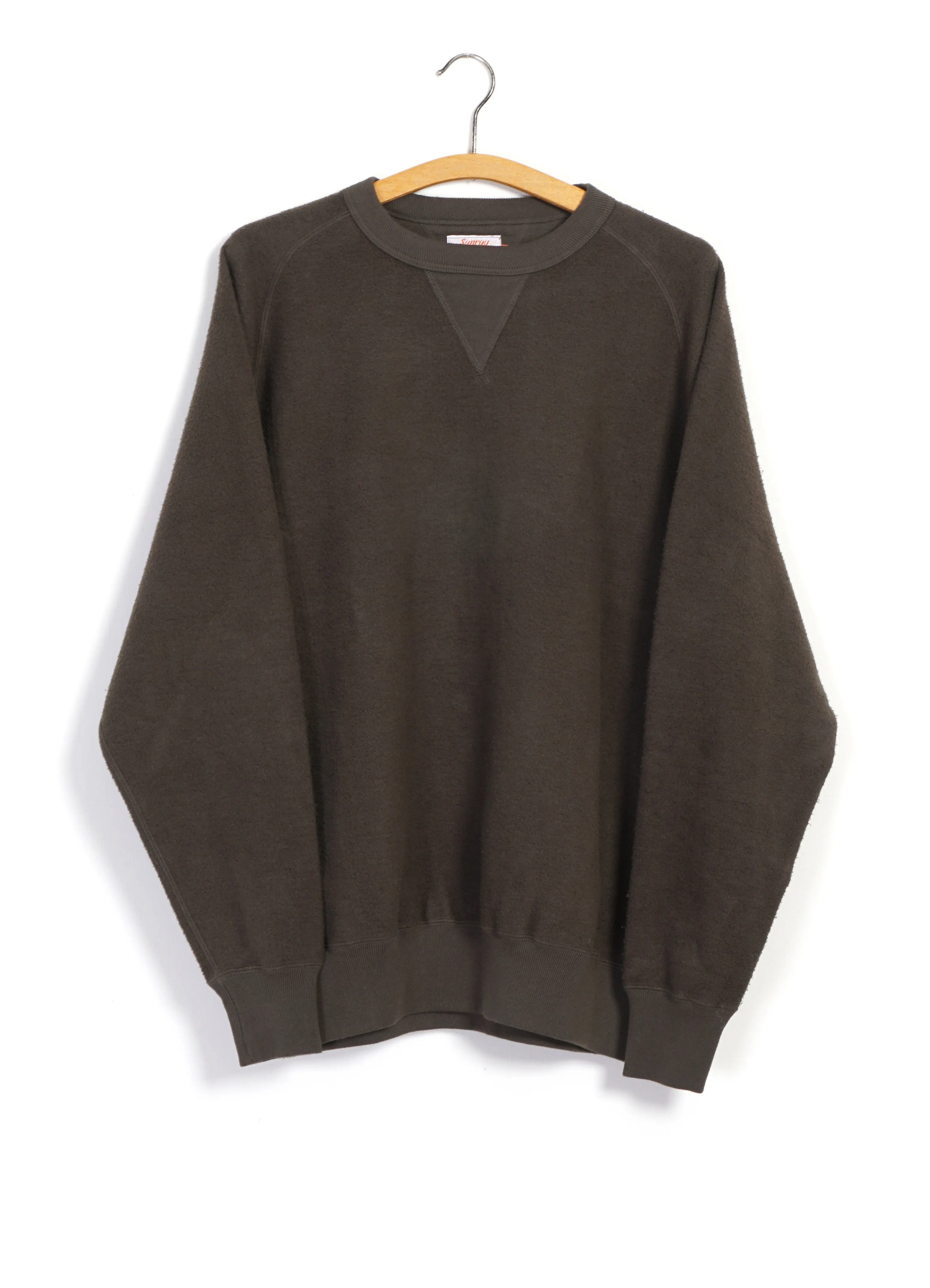 ANAMAUP | Brushed Fleece Crewneck | Black Olive sold by Hansen Garments