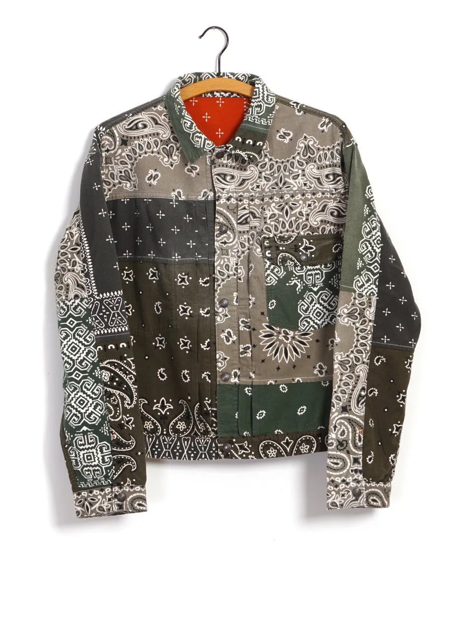 Flannel 1st | Reversible Bandana Jacket | Khaki x Orange sold by Hansen Garments