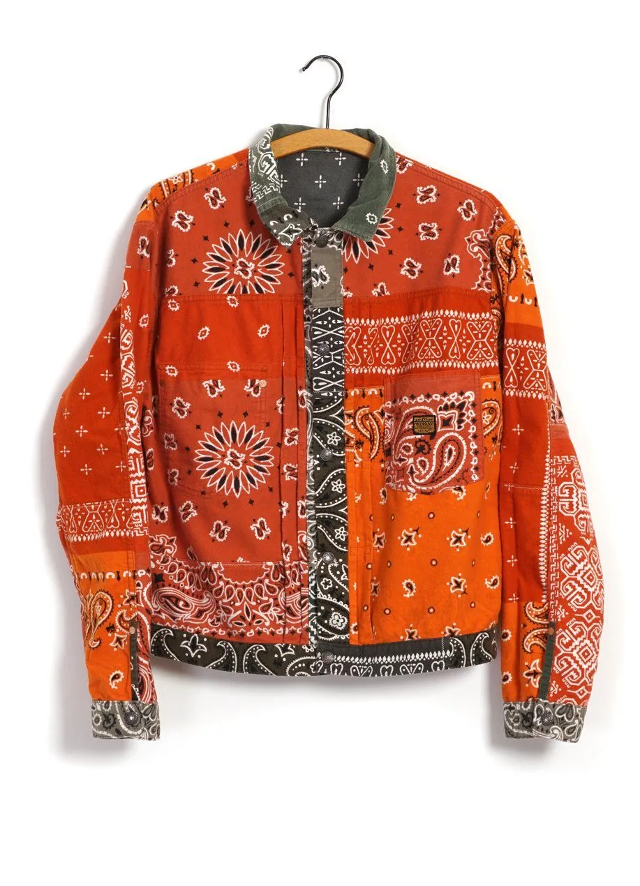 Flannel 1st | Reversible Bandana Jacket | Khaki x Orange sold by Hansen Garments product image thumbnail 2
