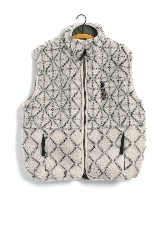DO-GI SASHIKO | Boa Fleece Reversible Vest | Ecru sold by Hansen Garments