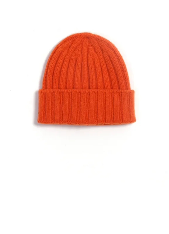 2x2 Rib Cashmere Cap | Orange sold by Hansen Garments