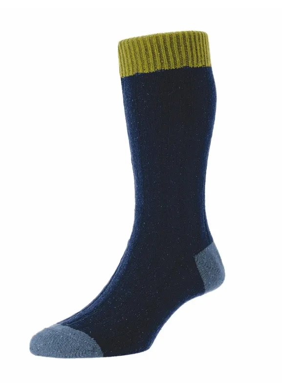 THORNHAM | Scott Nichol Merino Wool Socks | Navy Fleck made by Pantherella