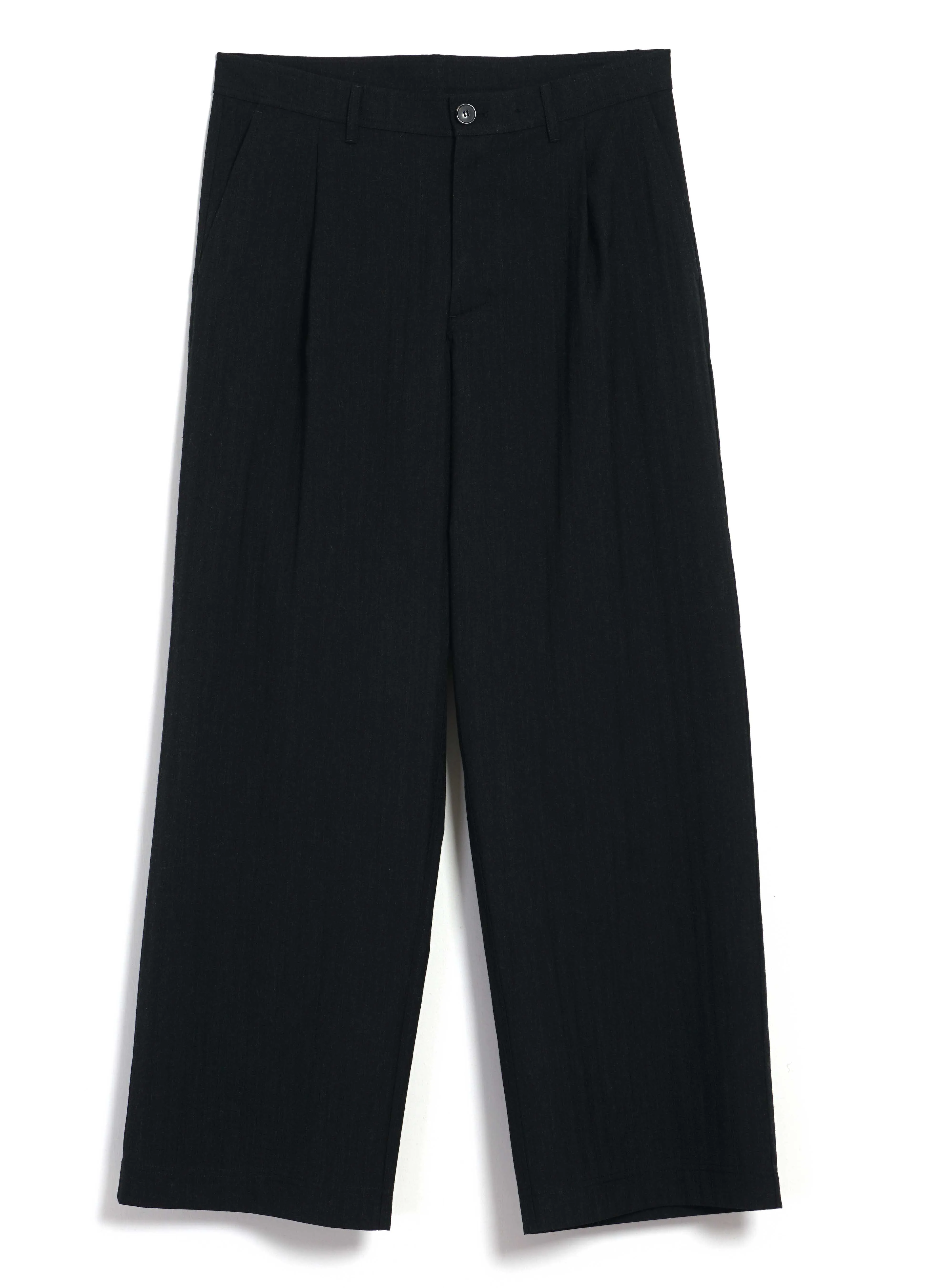 MIKA 30-33-2 | Wide Straight Pleated Trousers | Anthracite sold by Hansen Garments
