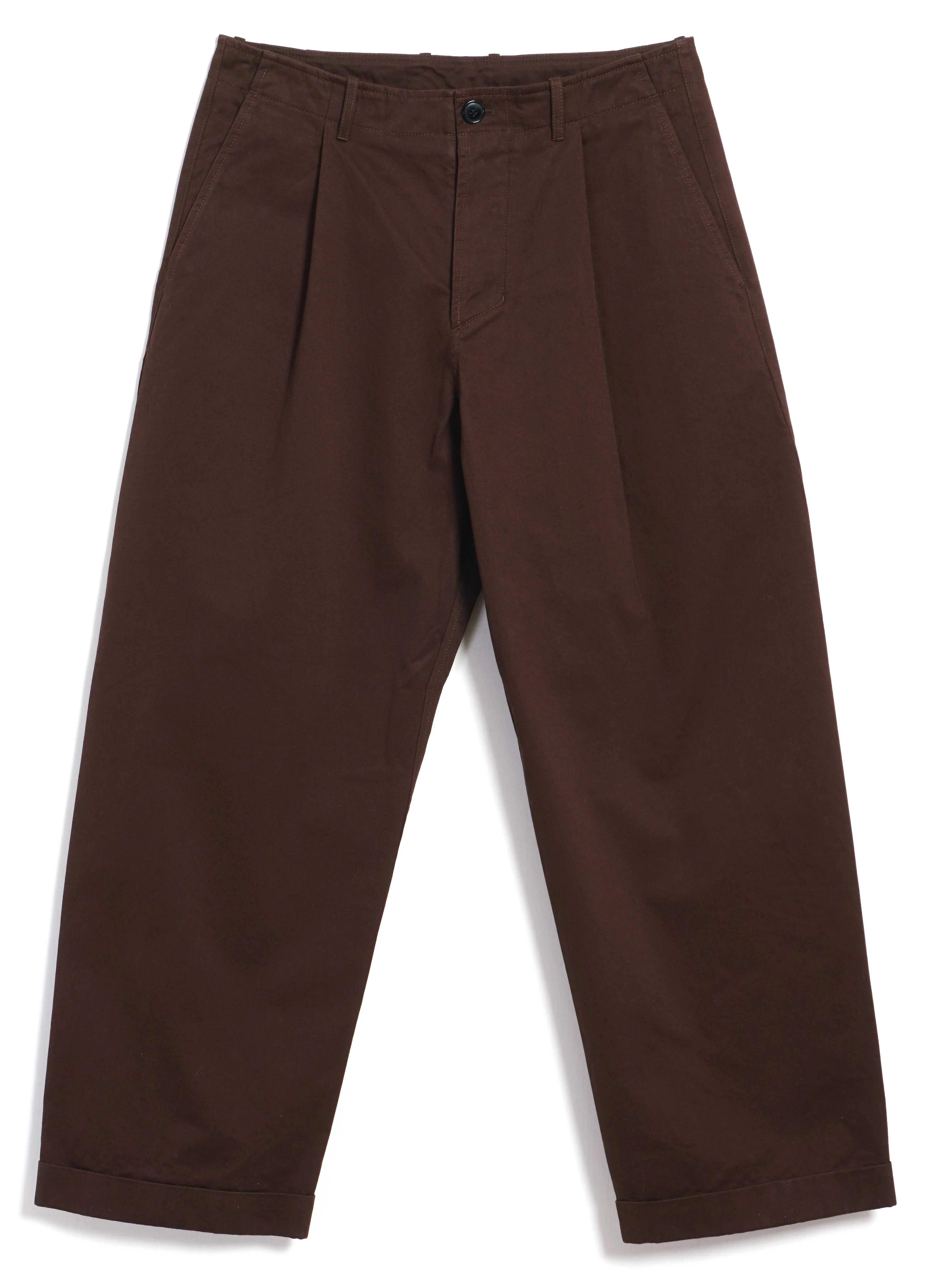 BOBBY 30-56-8 | Wide Pleated Everyday Trousers | Chestnut sold by Hansen Garments