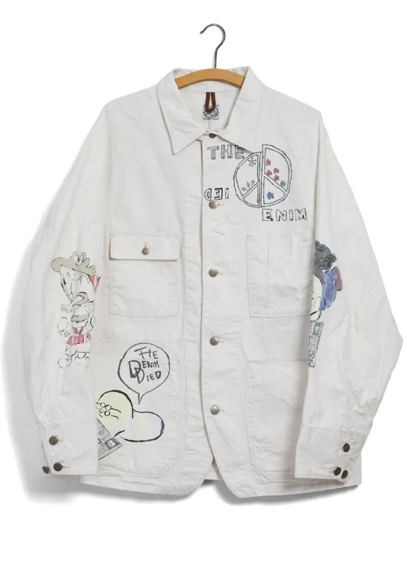 CACTUS BEER | Rough-Face Twill Jacket (Memorial Paint Model) | Ecru made by Kapital