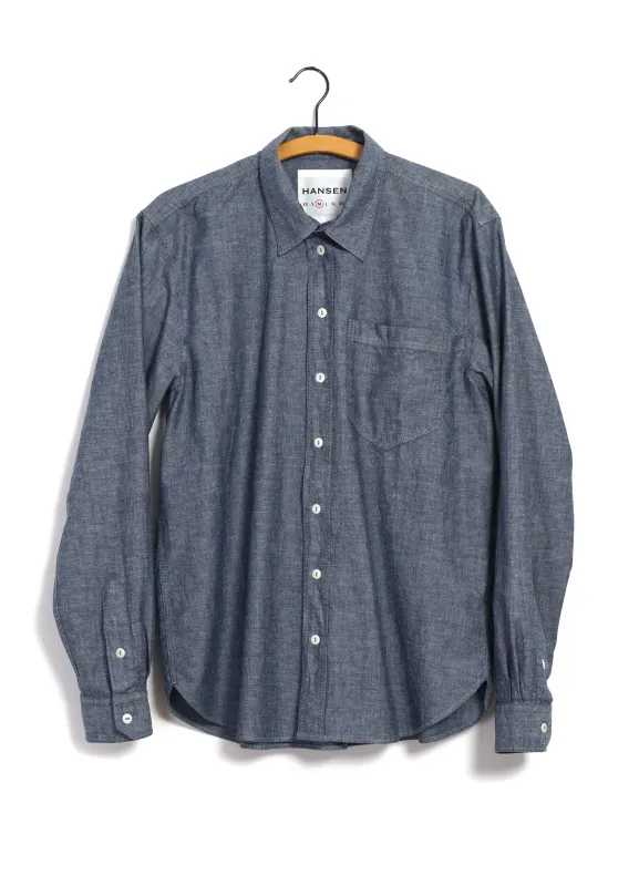 RAYMOND 30-21-4 | Loose Cut Shirt | Indigo Chambray sold by Hansen Garments