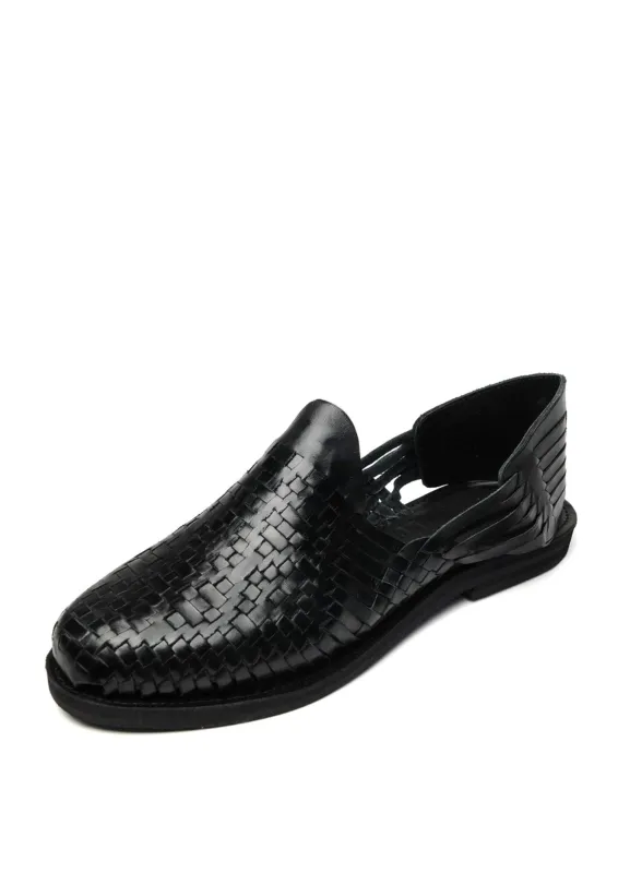 Rio Grande Leather Huarache | Slip on Vegetable Tanned Sandals | Black sold by Hansen Garments