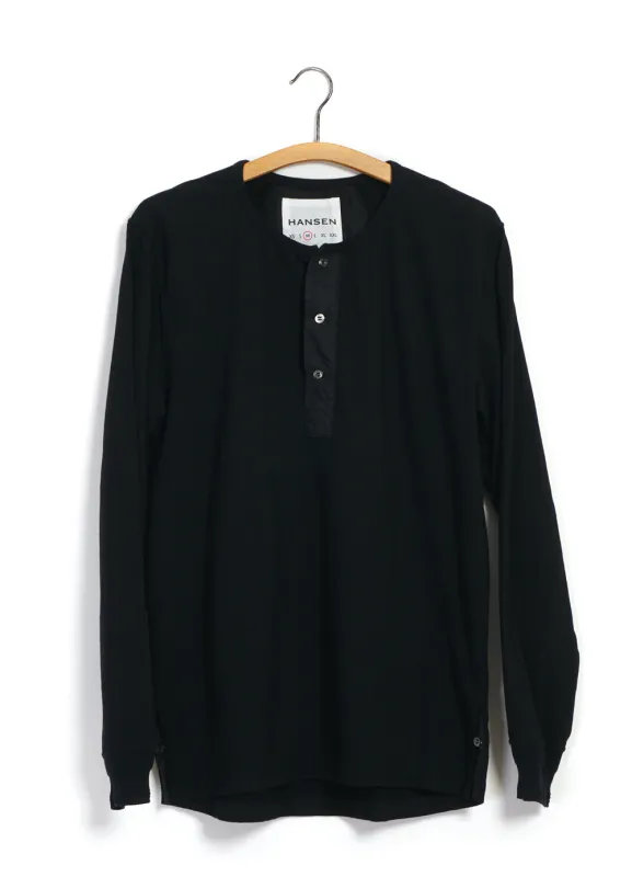 JONAS 150-15-2 | Long Sleeved Henley | Black sold by Hansen Garments