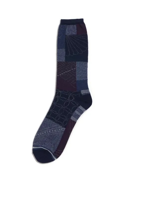 FUROSHIKI | 144 Yarns Patchwork Socks | Navy sold by Hansen Garments
