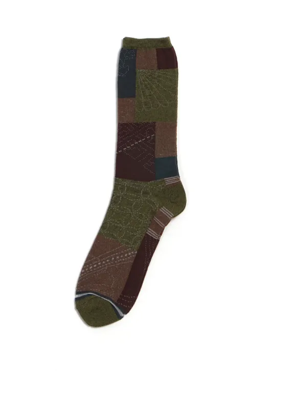 FUROSHIKI | 144 Yarns Patchwork Socks | Green sold by Hansen Garments