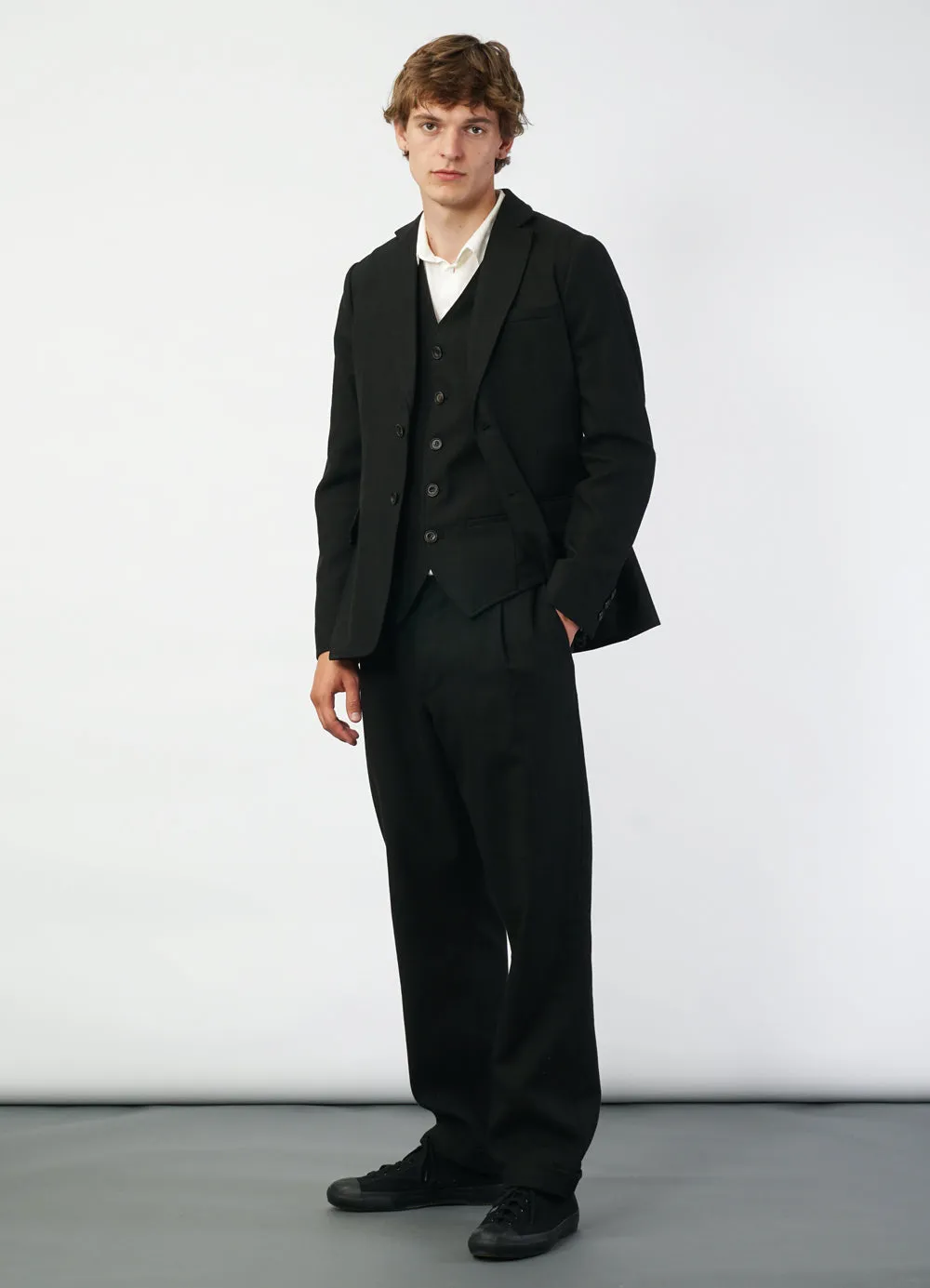 SUNE 29-63-2 | Classic Pleated Trousers | Black Panama sold by Hansen Garments product image thumbnail 2