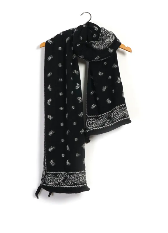 PAISLEY BANDANA | Compressed Wool Scarf | Black sold by Hansen Garments