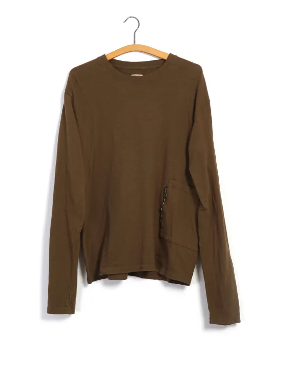 BISCUIT | Gauze Jersey Pocket Long Sleeve T | Brown/Khaki sold by Hansen Garments