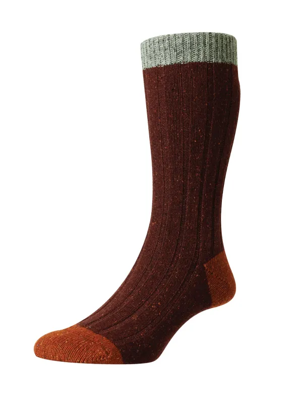 THORNHAM | Scott Nichol Merino Wool Socks | Maroon Fleck made by Pantherella