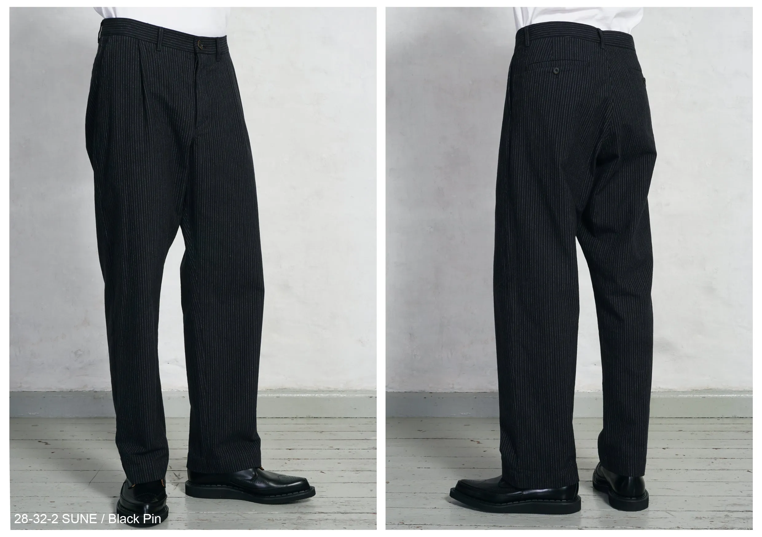 SUNE 28-32-2 | Classic Pleated Trousers | Black Pin sold by Hansen Garments product image thumbnail 5