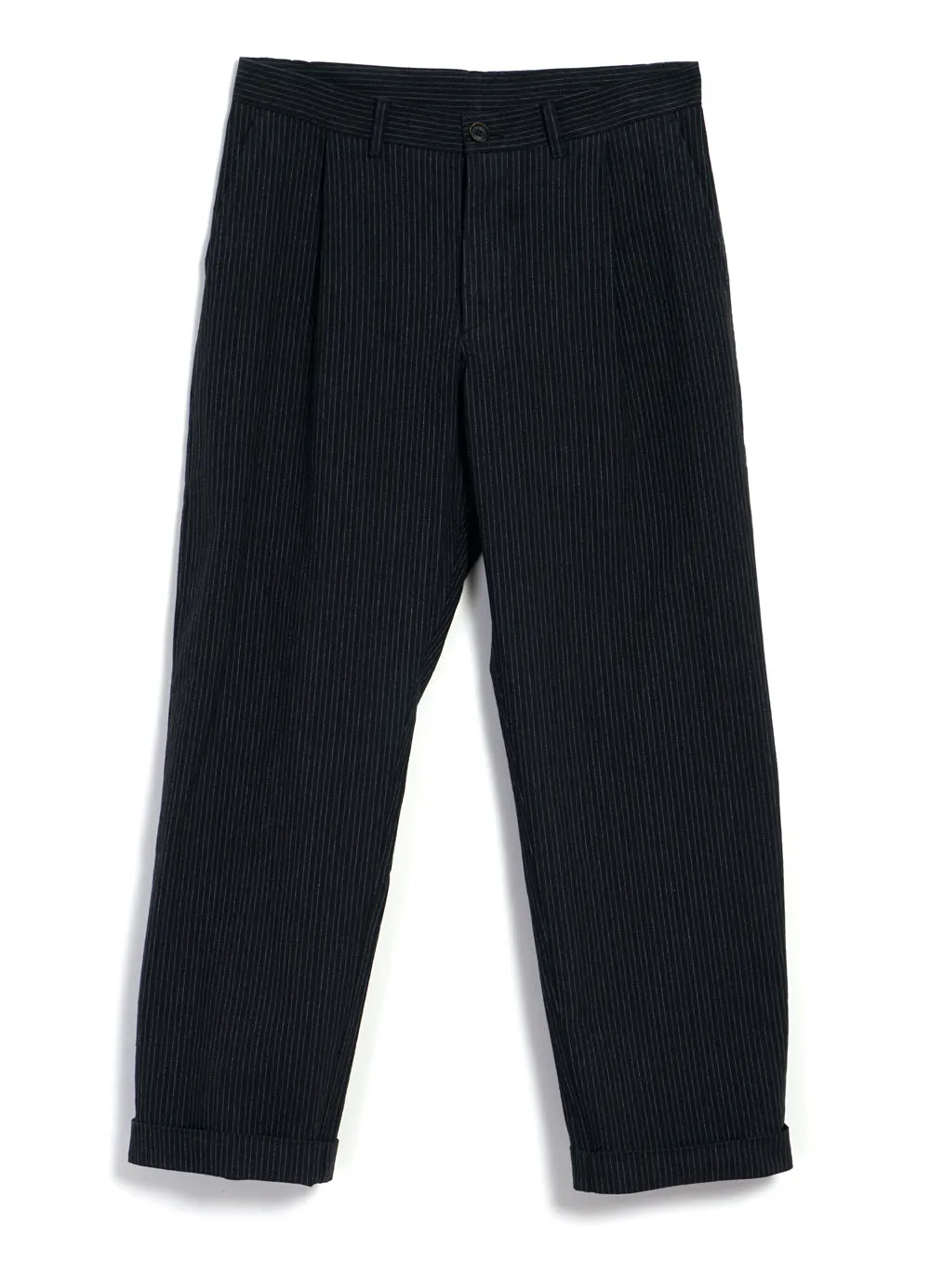 SUNE 28-32-2 | Classic Pleated Trousers | Black Pin sold by Hansen Garments