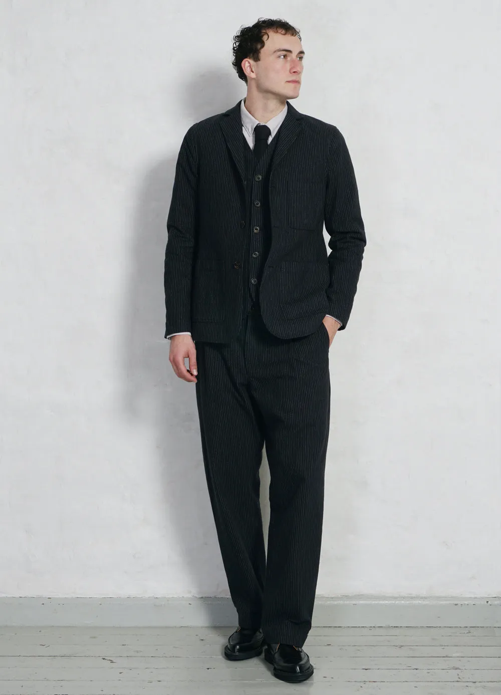SUNE 28-32-2 | Classic Pleated Trousers | Black Pin sold by Hansen Garments product image thumbnail 2