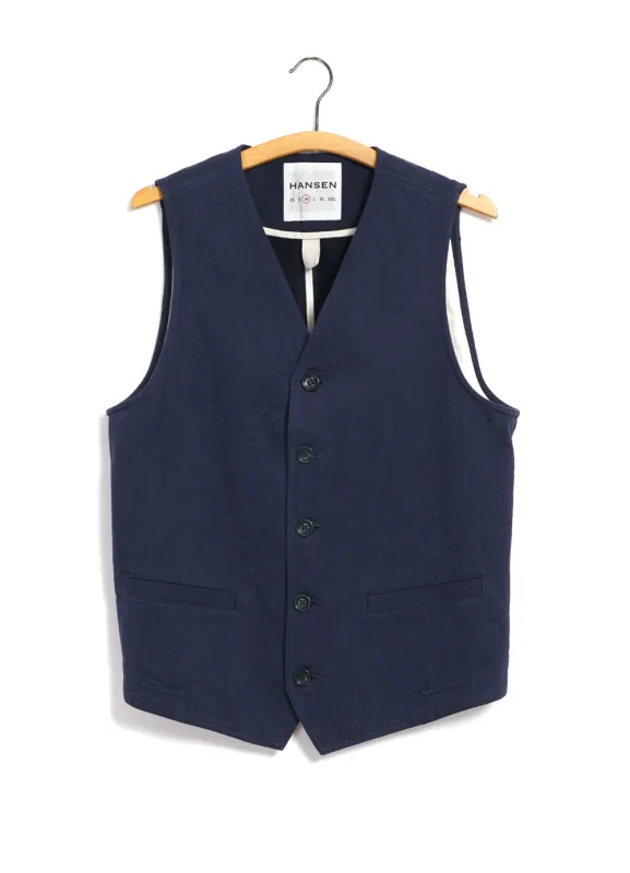 KNUD | Casual Waistcoat | Navy Slub sold by Hansen Garments