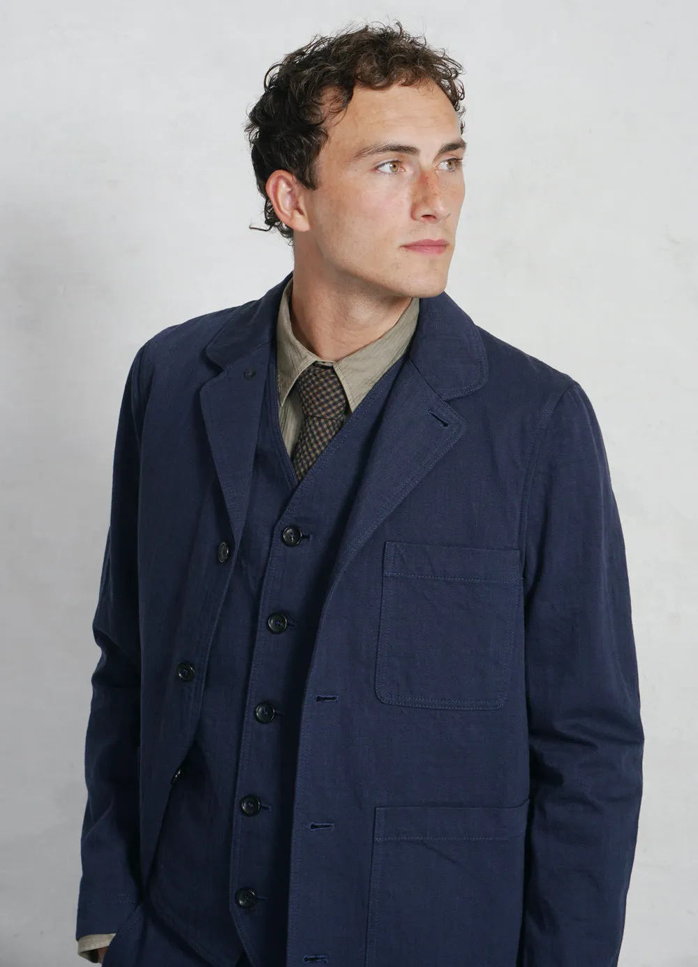 KNUD | Casual Waistcoat | Navy Slub sold by Hansen Garments product image thumbnail 3