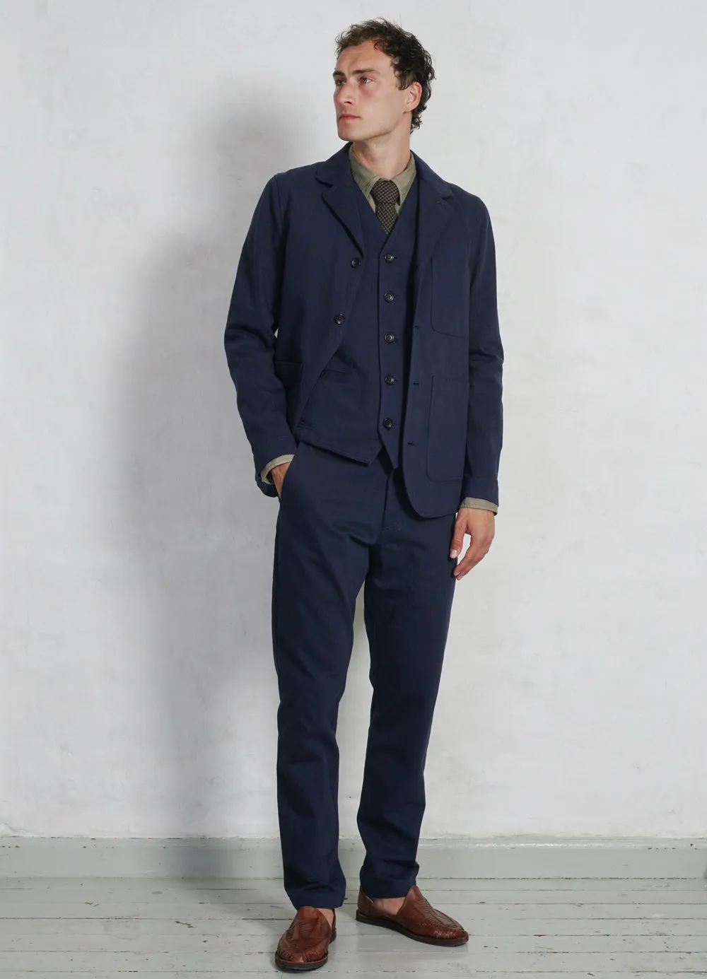 KNUD | Casual Waistcoat | Navy Slub sold by Hansen Garments product image thumbnail 2