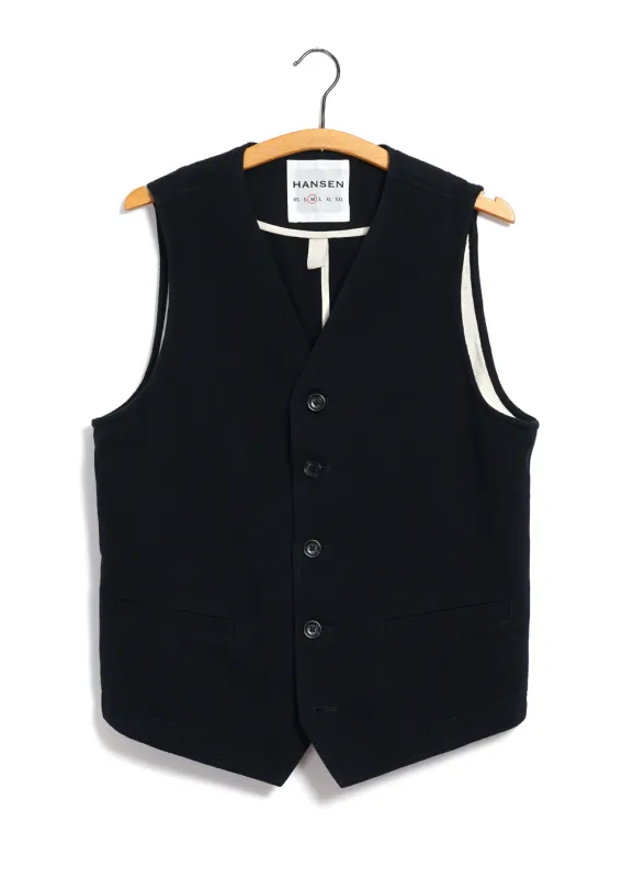 KNUD | Casual Waistcoat | Black Slub sold by Hansen Garments