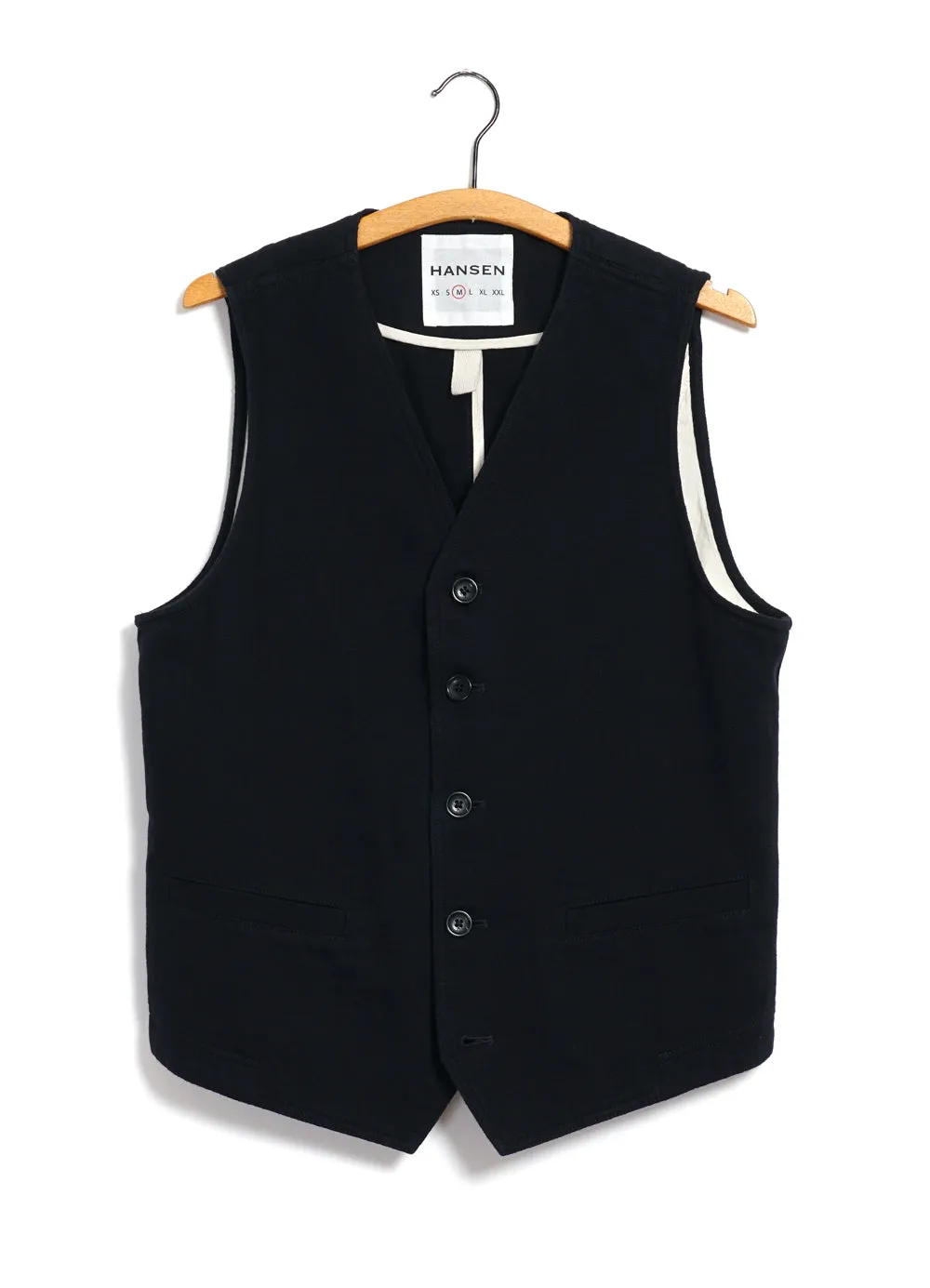 KNUD | Casual Waistcoat | Black Slub sold by Hansen Garments