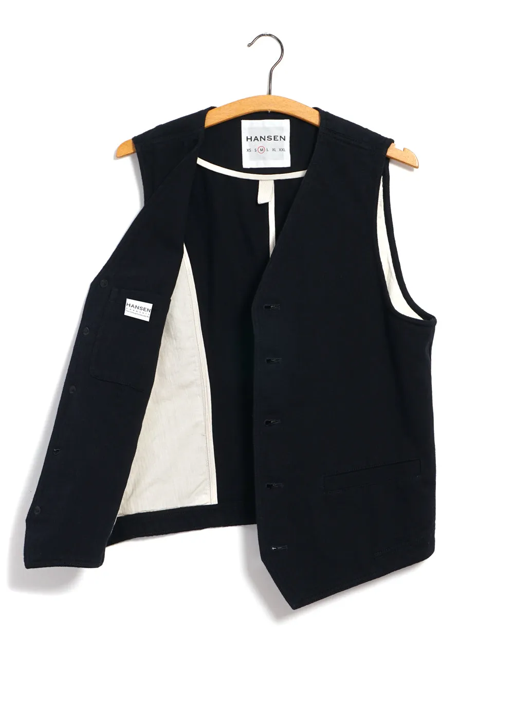 KNUD | Casual Waistcoat | Black Slub sold by Hansen Garments product image thumbnail 2