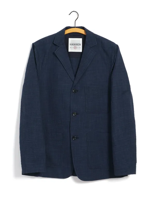 CHARLIE | Easy Three Button Blazer | Crinkle Blue made by Hansen Garments