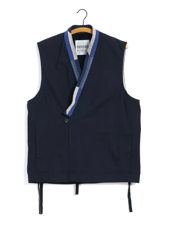 HAUK | Eastern Waistcoat | Indigo Herringbone sold by Hansen Garments