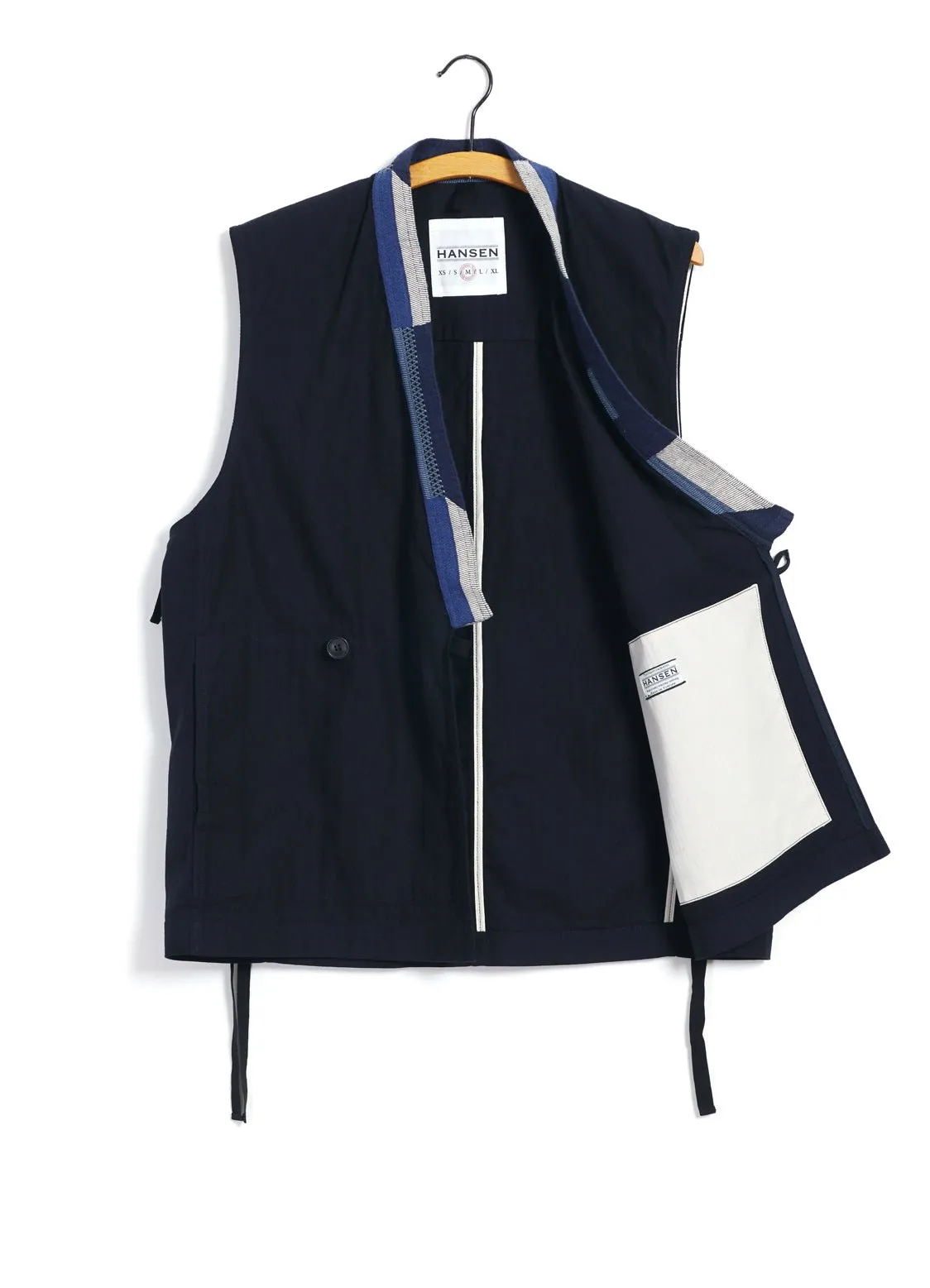 HAUK | Eastern Waistcoat | Indigo Herringbone sold by Hansen Garments product image thumbnail 2