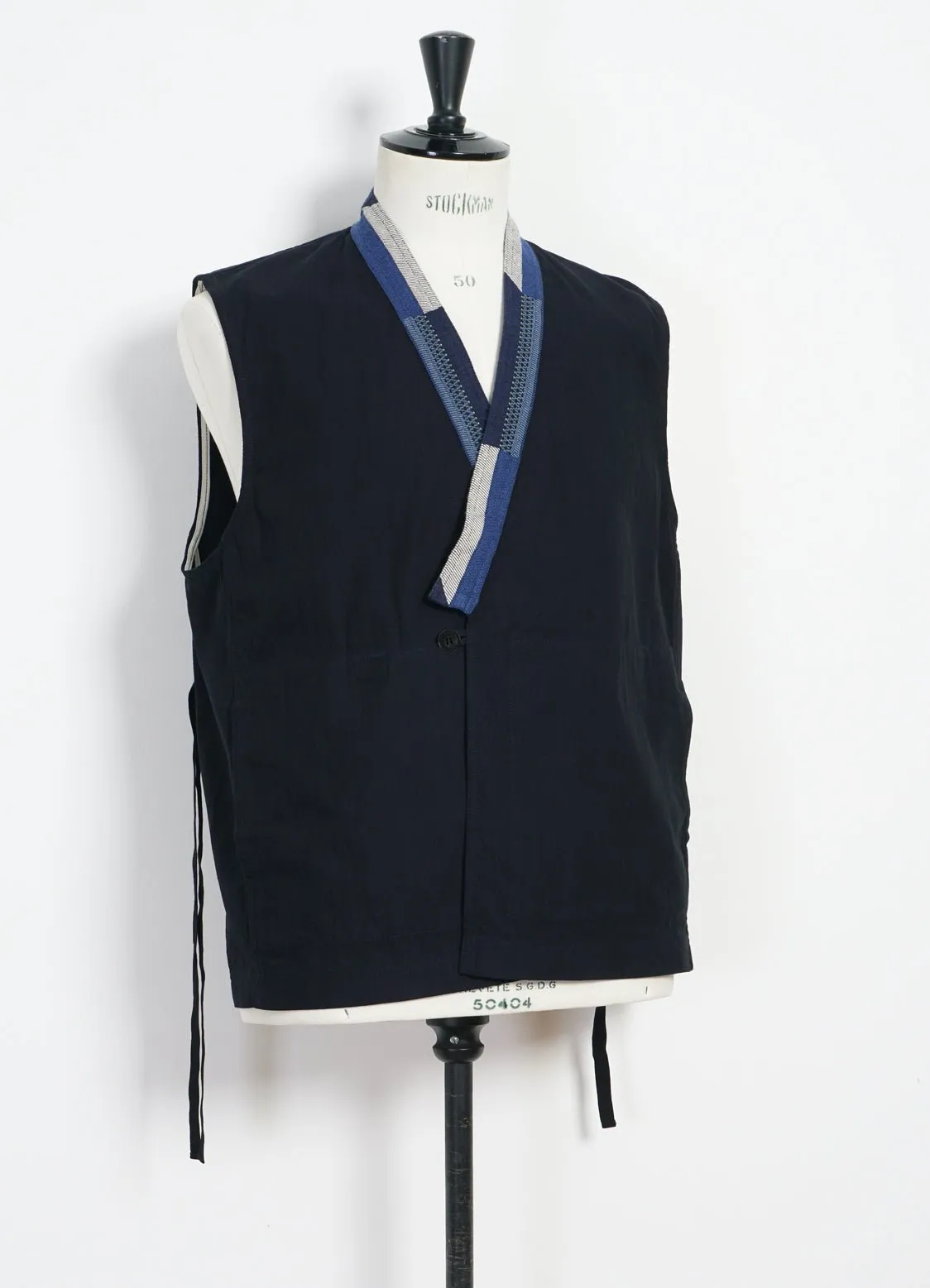 HAUK | Eastern Waistcoat | Indigo Herringbone sold by Hansen Garments product image thumbnail 3