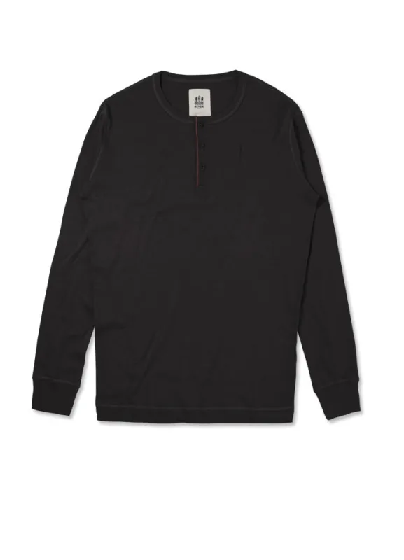 HARRI | Organic Long Sleeve Henley | Black made by Hansen Garments