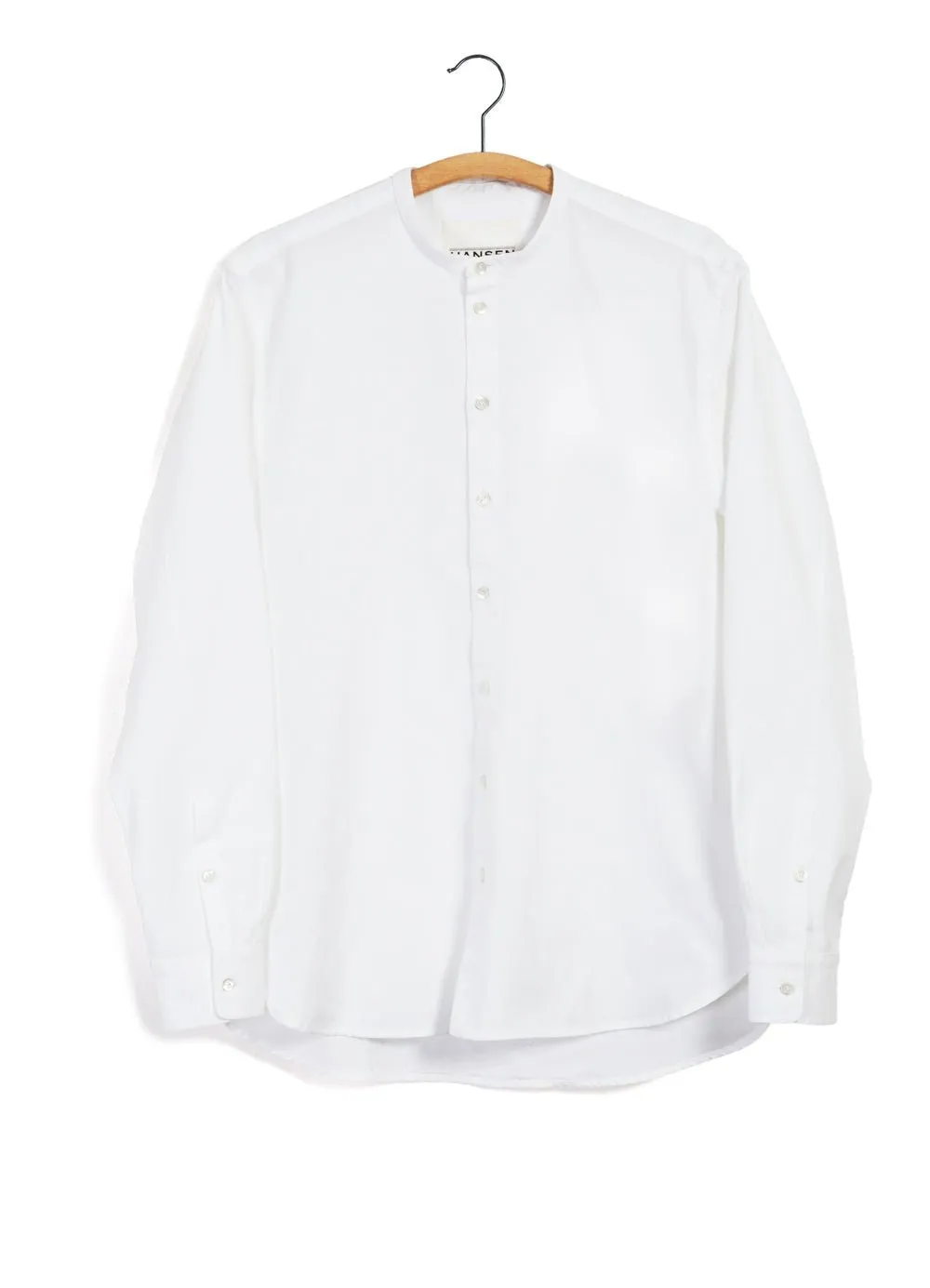 ANTE | Collarless Shirt | White sold by Hansen Garments