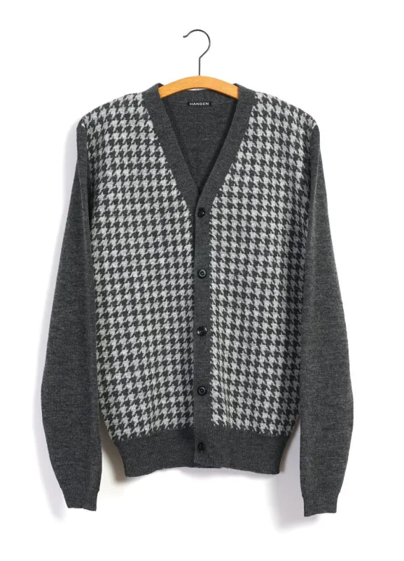 THOMAS | Hounds Tooth Cardigan | Grey Hound sold by Hansen Garments