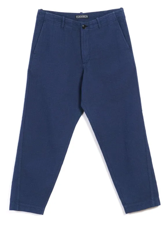 TRYGVE | Wide Cut Cropped Trousers | Blue sold by Hansen Garments