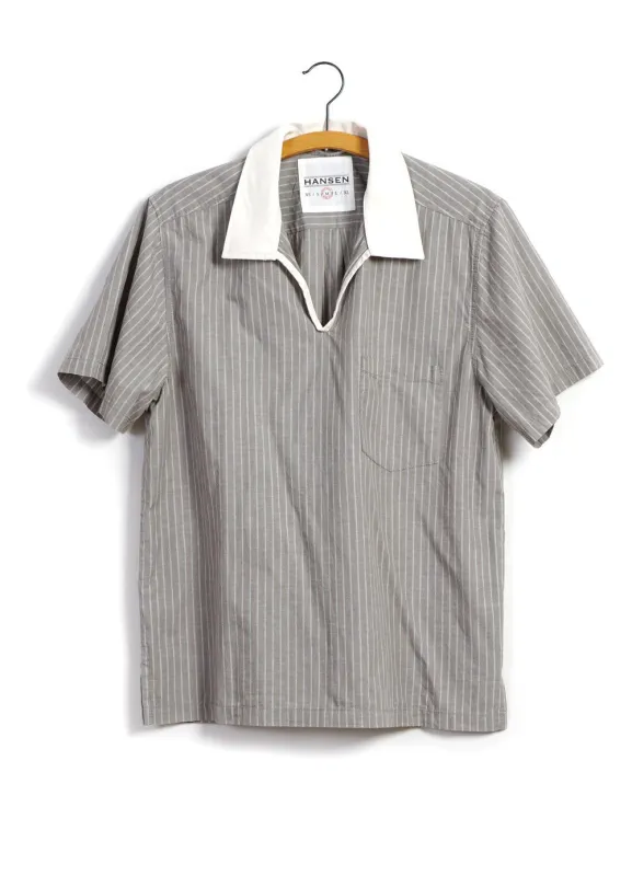 PHILIP | Short Sleeve Pull-On Shirt | Stripe/Nature sold by Hansen Garments