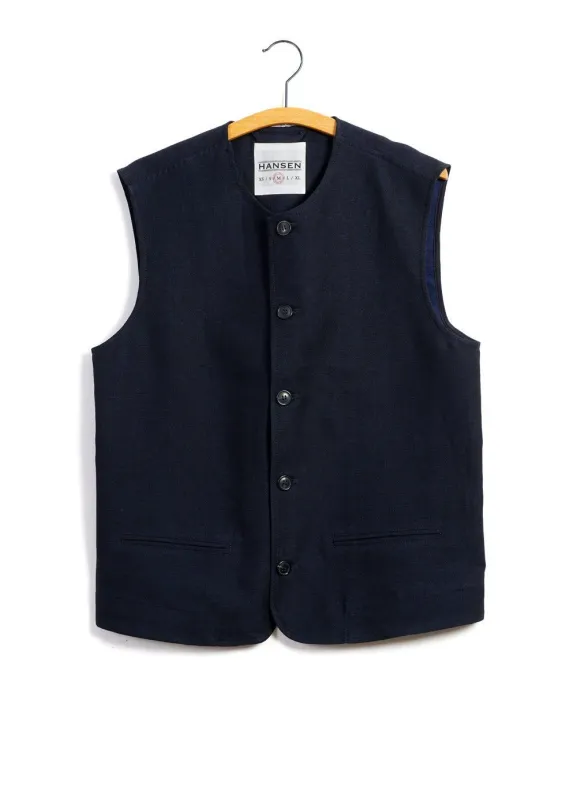 BEN | Crewneck Waistcoat | 3-Tone Blue made by Hansen Garments