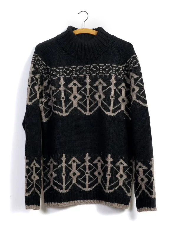 NORMANN | Pattern Knit Sweater | Coal/Stone sold by Hansen Garments