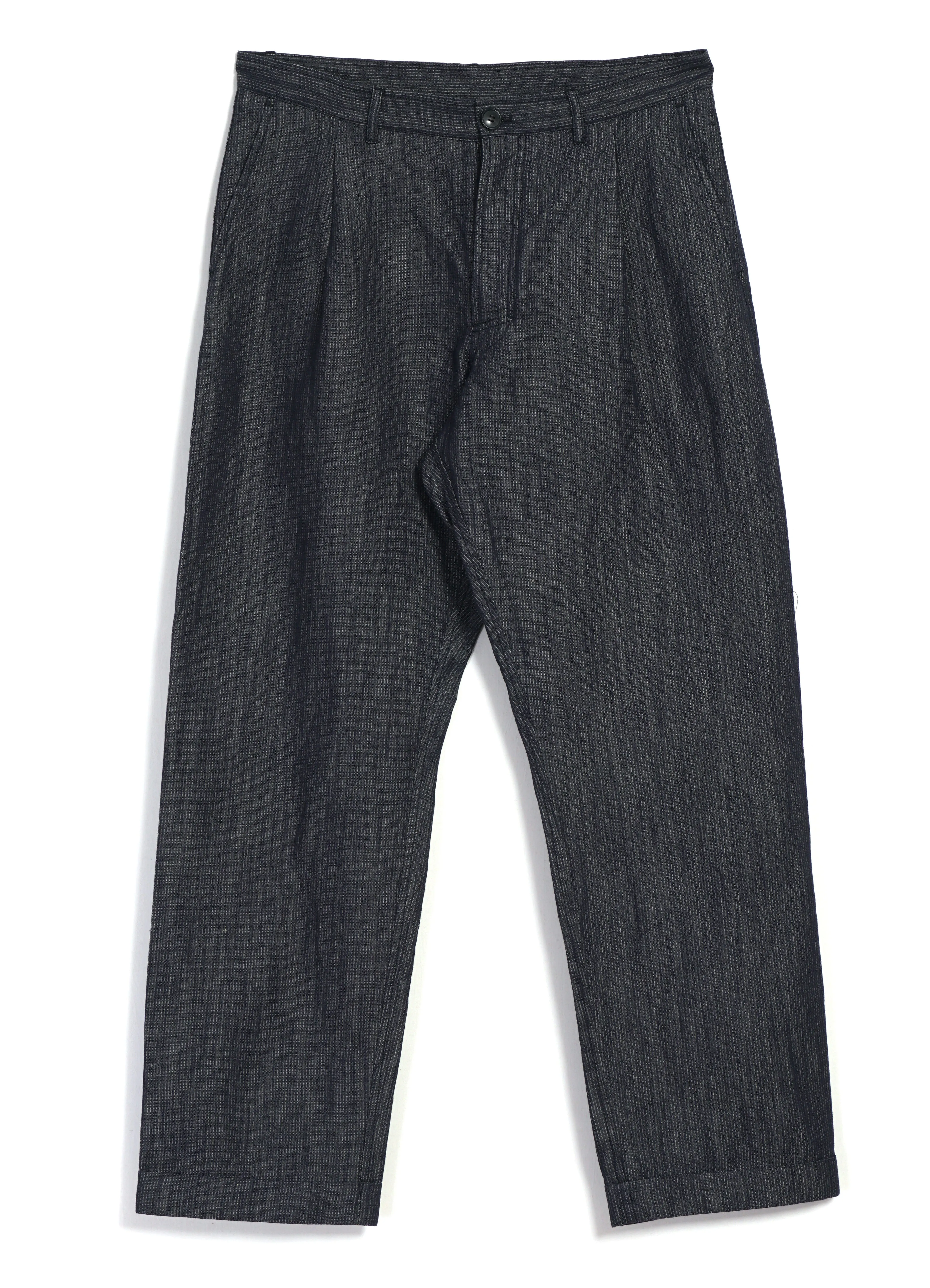 SUNE 31-66-3 | Classic Pleated Trousers | Navy Dobby sold by Hansen Garments
