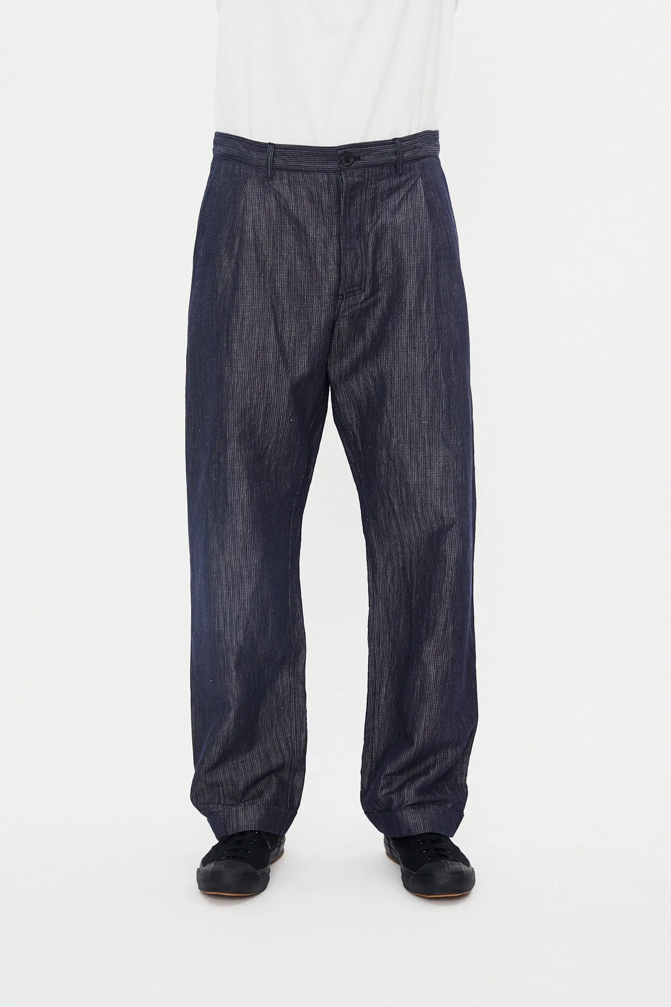 SUNE 31-66-3 | Classic Pleated Trousers | Navy Dobby sold by Hansen Garments product image thumbnail 3
