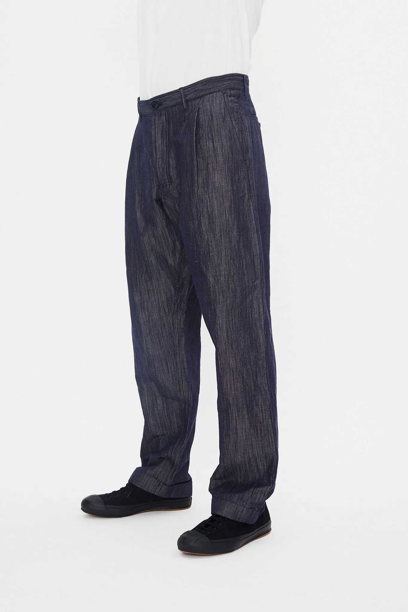 SUNE 31-66-3 | Classic Pleated Trousers | Navy Dobby sold by Hansen Garments product image thumbnail 4