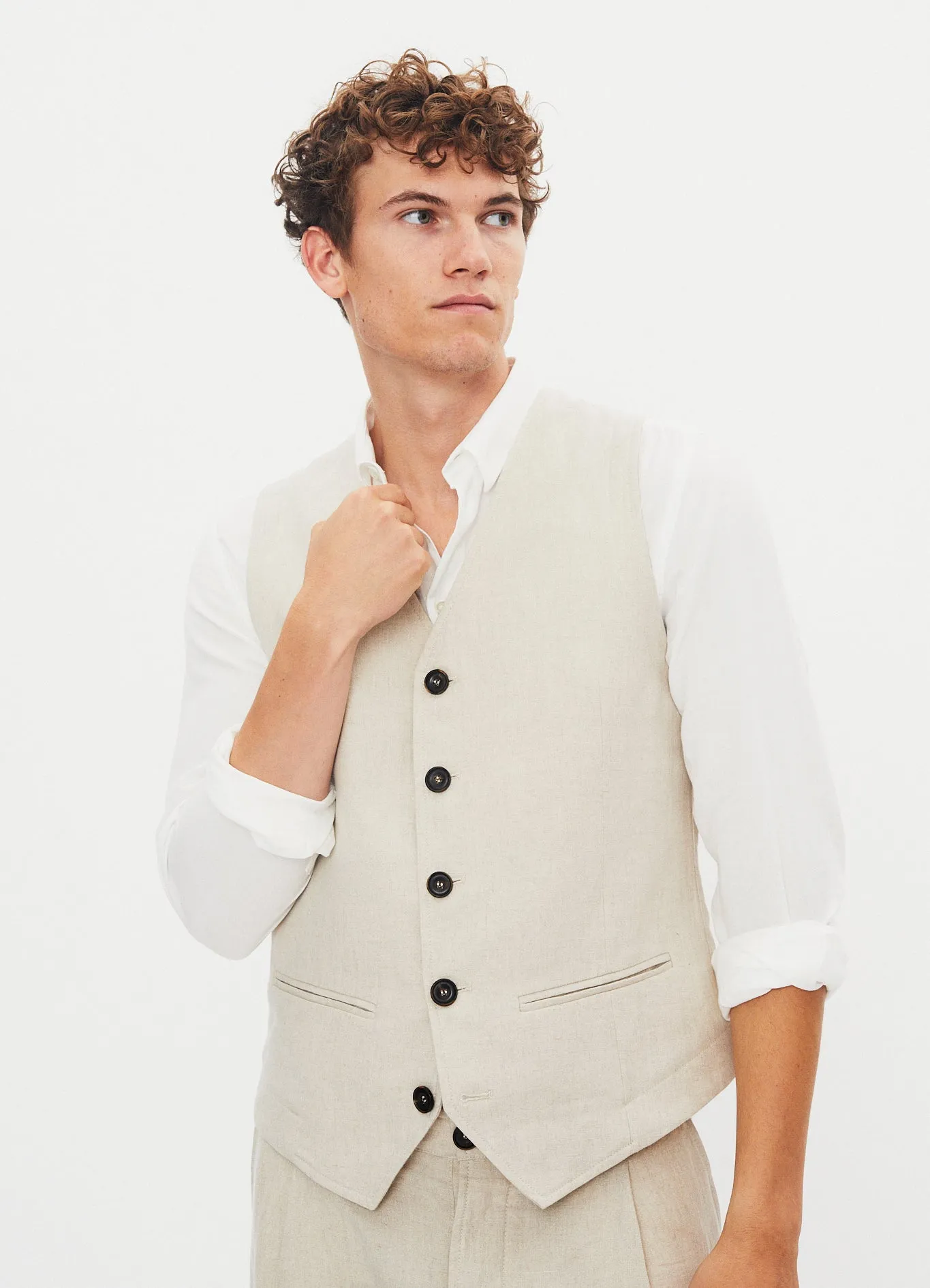 DANIEL 31-67-1 | Classic Waistcoat | Nature Linen sold by Hansen Garments product image thumbnail 2