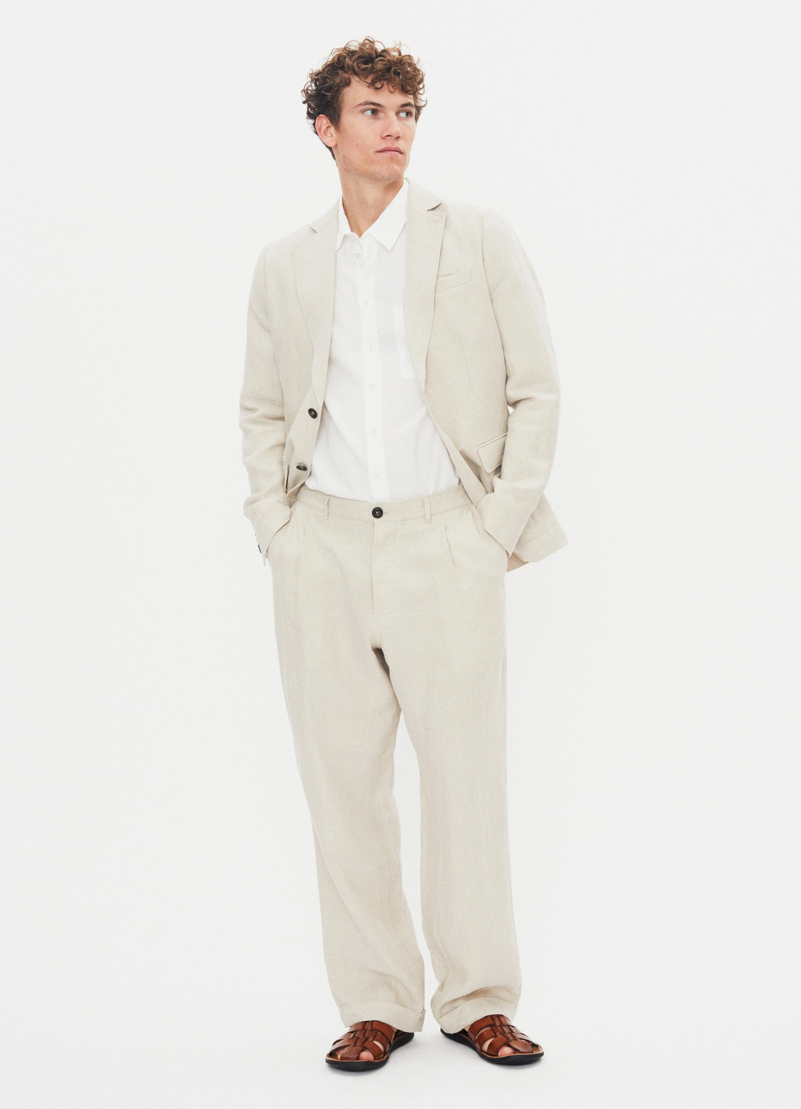 CHRIS 31-67-1 | Classic Two Button Blazer | Nature Linen sold by Hansen Garments product image thumbnail 2