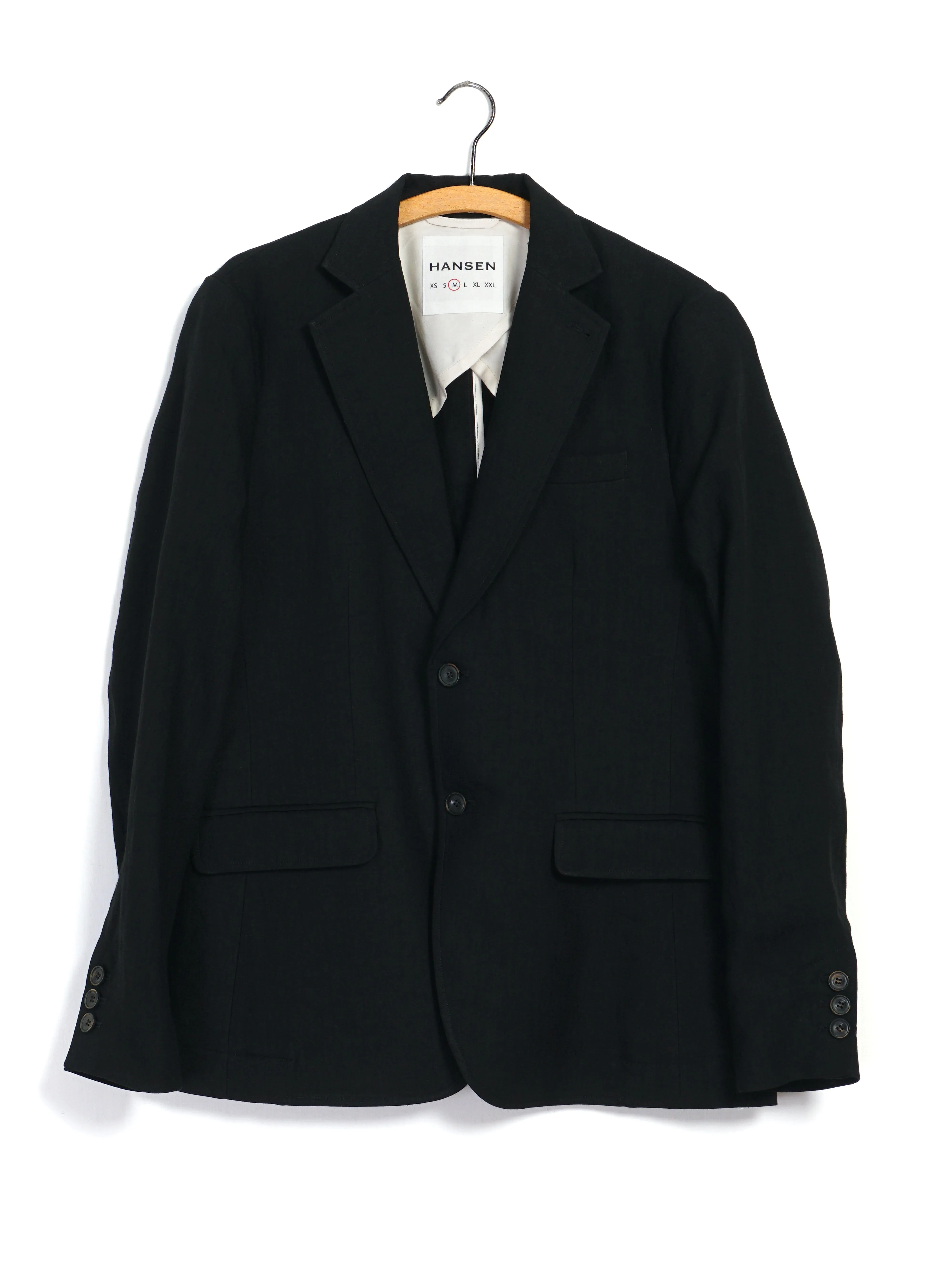 CHRIS 31-67-2 | Classic Two Button Blazer | Black Linen sold by Hansen Garments
