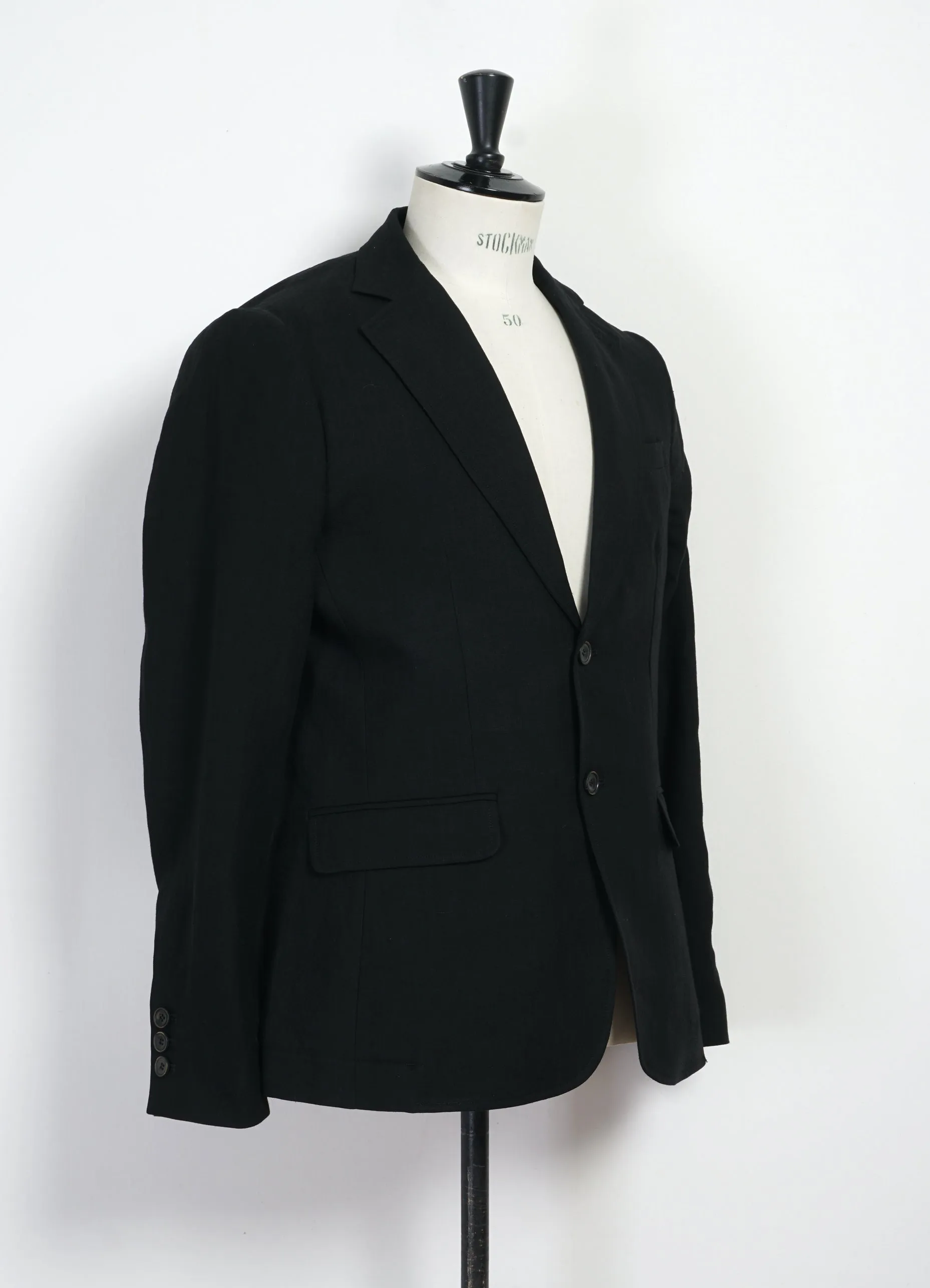 CHRIS 31-67-2 | Classic Two Button Blazer | Black Linen sold by Hansen Garments product image thumbnail 4