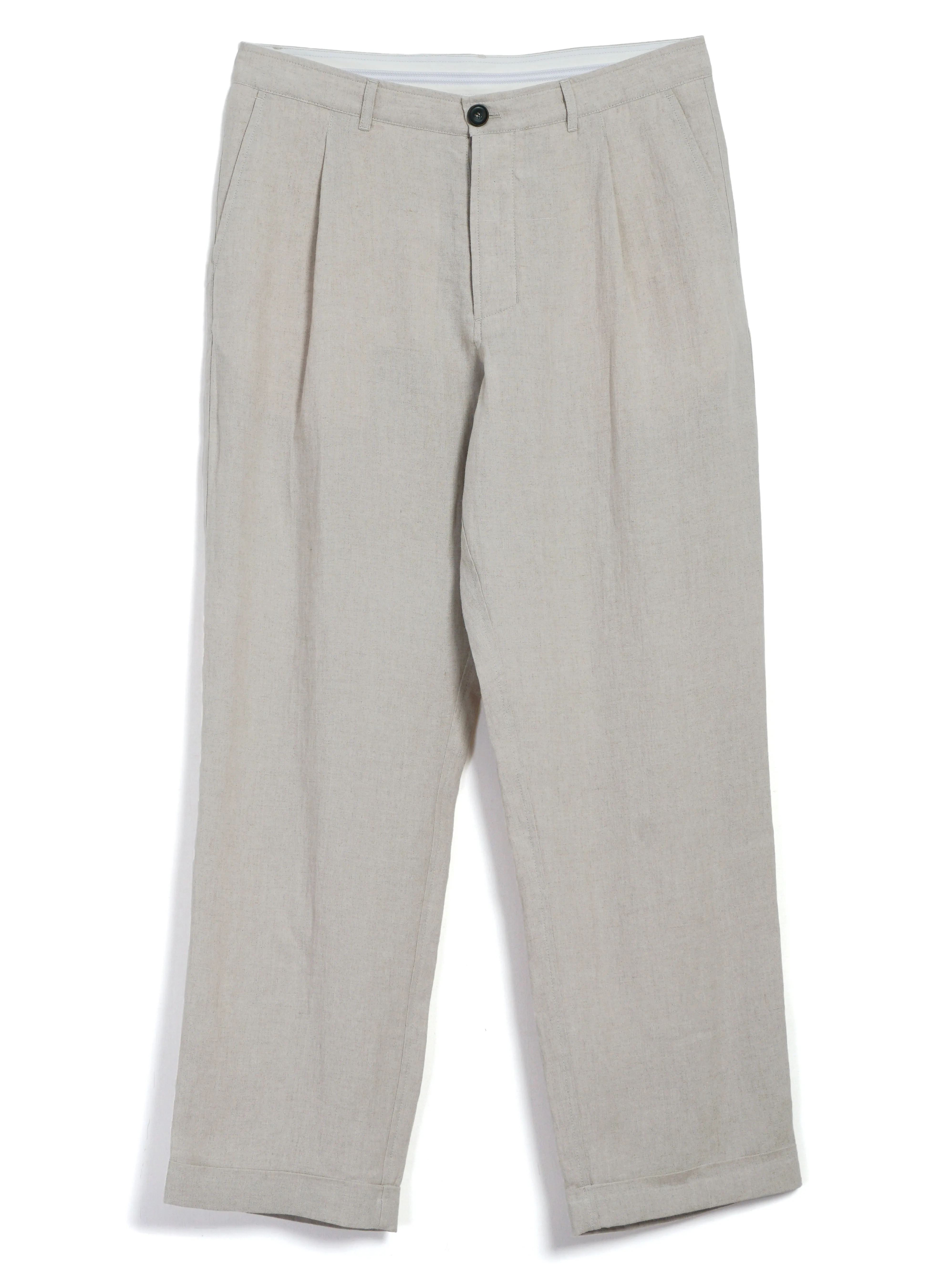 SUNE 31-67-1 | Classic Pleated Trousers | Nature Linen sold by Hansen Garments